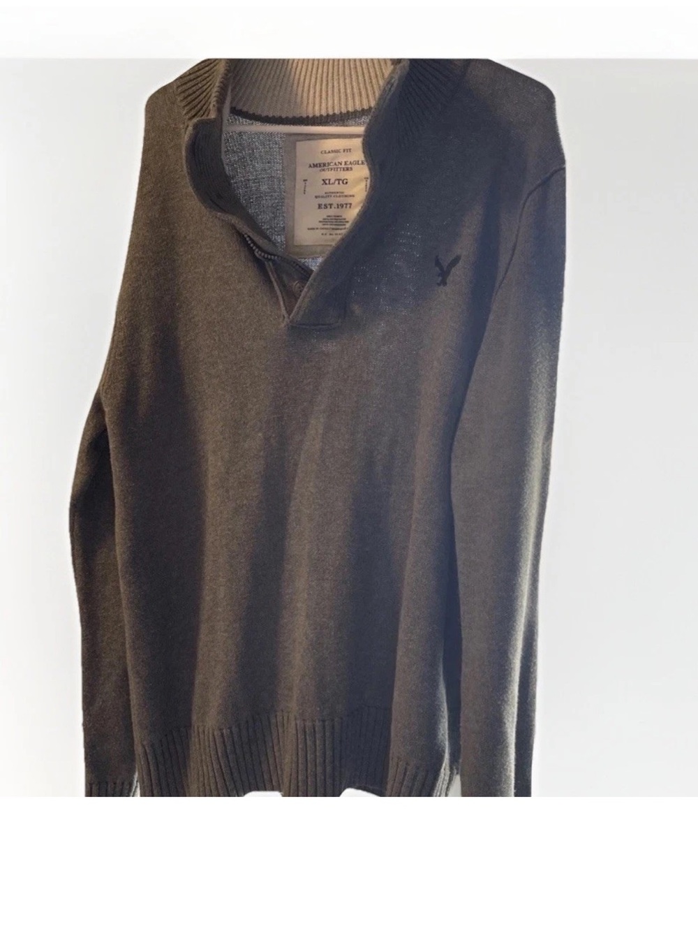 American Eagle Outfitters gray  Quarter-Zip Sweater - Men